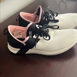 New Balance Women’s White & Black Athletic Sneakers with Pink Lining